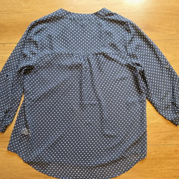 MAURICES Blue Polka Dot 3/4 Sleeve Popover Blouse Shirt Top XL - Picture 5 of 8